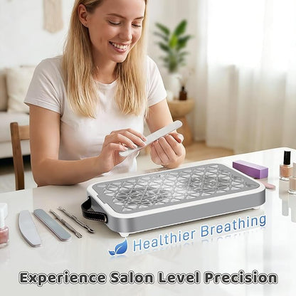 Nail Dust Collector, 1600PA Professional Nail Vacuum Dust Collector Fan with Absorb 99% of dust Within 20 inches in 3 Seconds - 10 Speeds Adjust, 30 Filters for Acrylic Manicure at Salon & Home