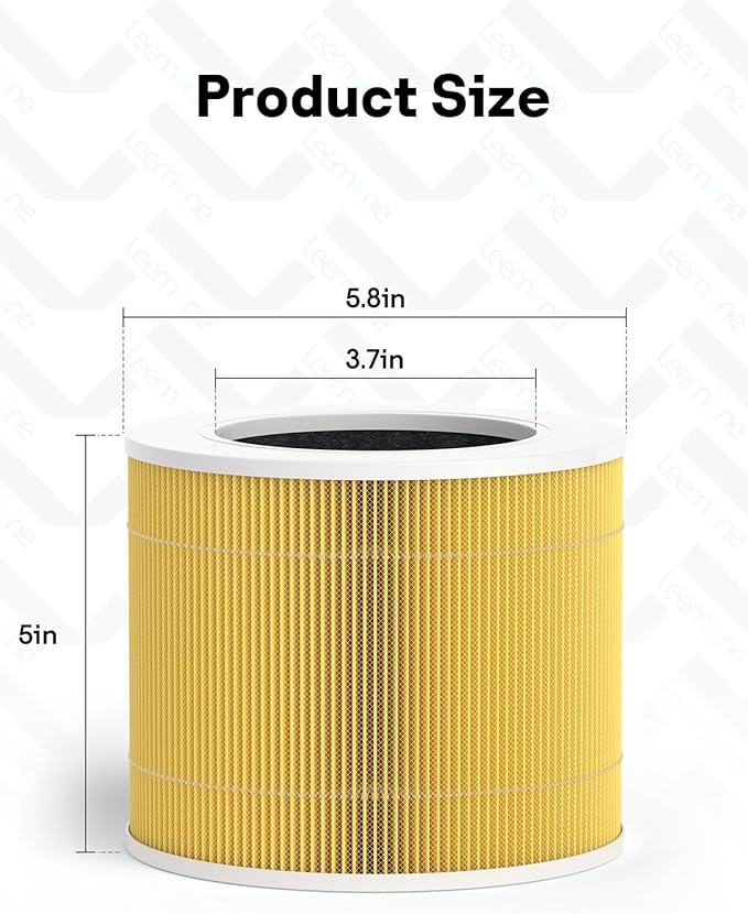 Leemone Core Mini Pet Replacement Filter for LEVOIT Core Mini Air Purifiers, High-Efficiency Activated Carbon, Replace Part Core Mini-RF, 3 Pack,yellow