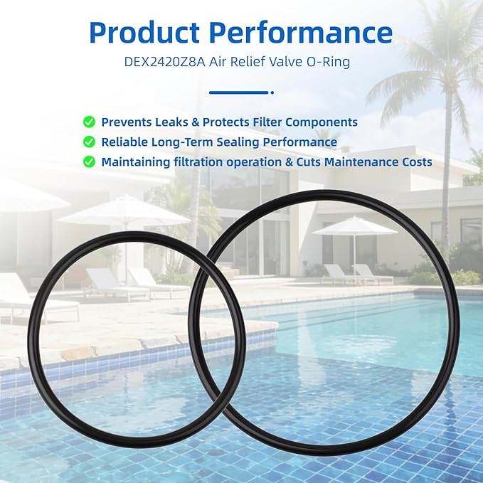 DEX2420Z8A Air Release Valve O-Ring Kit Compatible with Hayward SwimClear for Pro-Grid DE Filters, Fits C2020 C3020 DE2420 DE3620 Cartridge Filter Repair Parts - 1 Set of Replacement Seals