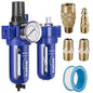 NANPU 3/8" NPT Compressed Air Filter Regulator Lubricator (FRL), Zinc Alloy, 5 Micron Brass Element, 0-150 psi Gauge, Quick Release Bowl, Manual Drain, Metal Bracket
