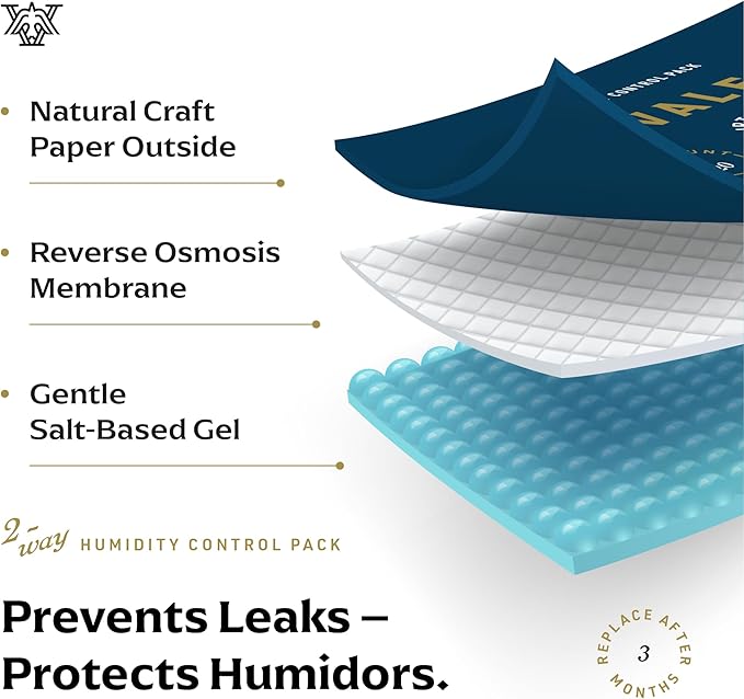 Valet 69% Two-Way Humidity Packs for Plastic Containers, 12-Pack, 60g Each, Humidifier Pack Prevents Leaks and Controls Moisture with Natural Craft Paper Design
