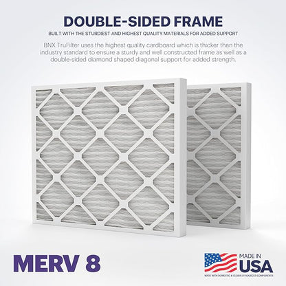 BNX TruFilter 16x20x2 Air Filter MERV 8 (4-Pack) - MADE IN USA – Dust & Pet Defense Electrostatic Pleated Air Conditioner HVAC AC Furnace Filters for Dust, Pet, Mold, Pollen MPR 600 – 700 & FPR 5