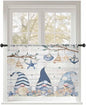 Sheer Curtains 54 Inch Length, Coastal Eucalyptus Semi Sheer Curtains Light Filtering Window Treatment, Ocean Blue Gnomes Starfish Leaf Wood Grain Privacy Voile Drapes for Living Room 52x54 Inch