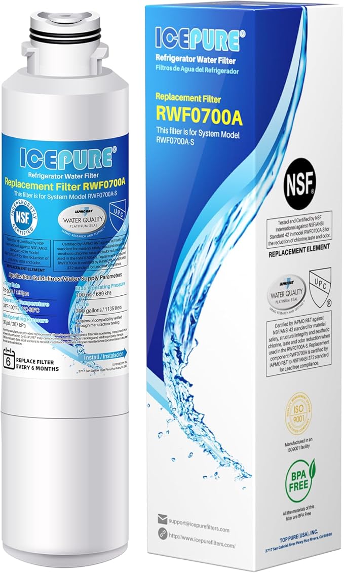 ICEPURE DA29-00020B Refrigerator Water Filter Replacement for Samsung DA29-00020B, DA29-00020A, HAF-CIN,RF263BEAESR, RF28HFEDBSR, RF261BEAESR, RF28JBEDBSG, DA97-08006A 1PACK