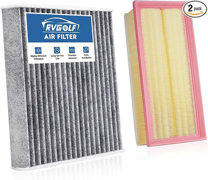 Engine+Cabin Air Filters Set Fit for 2018-2026 Volkswagen Atlas 2.0L 3.6L, Atlas Cross Sport 2020-2026 Engine Air Filter VW Atlas Replacement Automotive Accessories CF11643 3QF129620