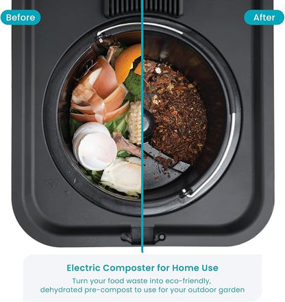 Home Zone Living Electric Composter for Kitchen, Helps Turn Food Waste Into Pre-Compost, Features Auto-Cleaning Cycle, Large Capacity 3 Liters Size