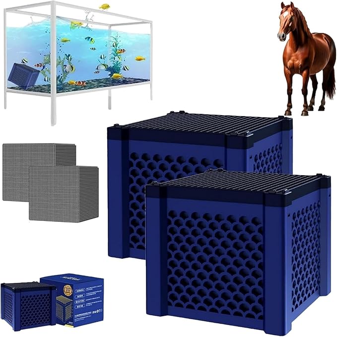 2pcs Cubic Water Trough Filter for Honeycomb Charcoal Activated Carbon Media, Suitable for Fish Tanks, Ponds, Livestock Tanks & Aquarium Purifiers