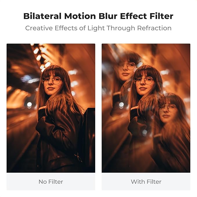 K&F CONCEPT 58mm Bilateral Blur Ghost Motion Filter Super Speed Effects for Camera Lens Clear Optical Glass with Cleaning Cloth