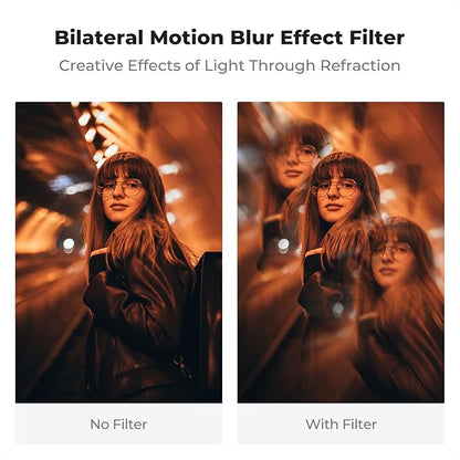 K&F CONCEPT 58mm Bilateral Blur Ghost Motion Filter Super Speed Effects for Camera Lens Clear Optical Glass with Cleaning Cloth