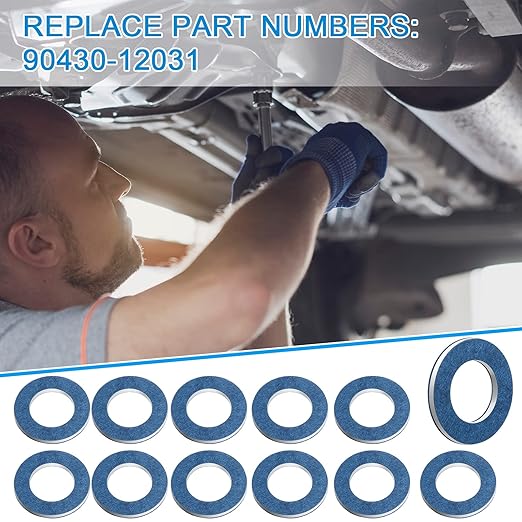Mudder 200 Pieces Aluminum Engine Transmission Fluid Oil Crush Washers Drain Plug Gaskets, Compatible with Toyota, Scion Part 90430-12031