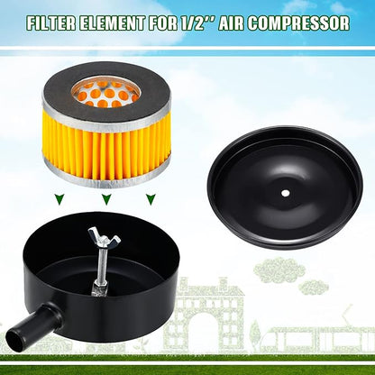 8 Pcs Air Compressor Replacement Filter Elements 2.6 x 1.6 Inch Piston Type Air Compressor Intake Paper Filter Elements