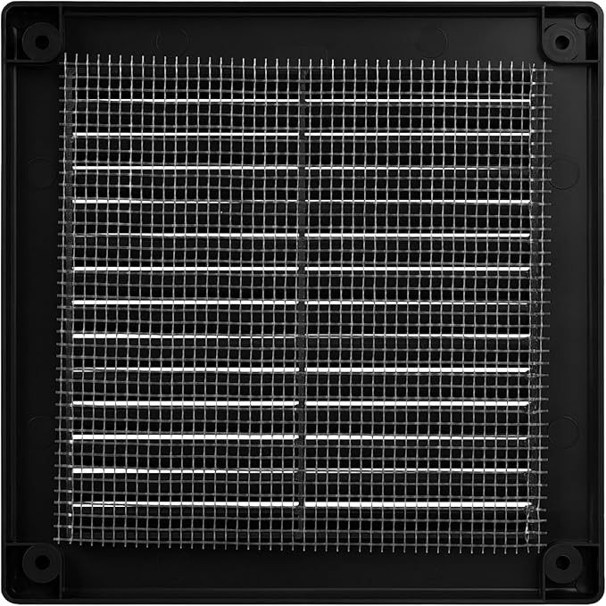 Vent Systems 4.5" x 4.5" Inch (Opening Dimensions) - Pack of 2 - Black Plastic Soffit Vent Cover - Durable Square Air Vent Grille with Mesh Screen - Ventilation Grill Wall, Ceiling Indoor, Outdoor