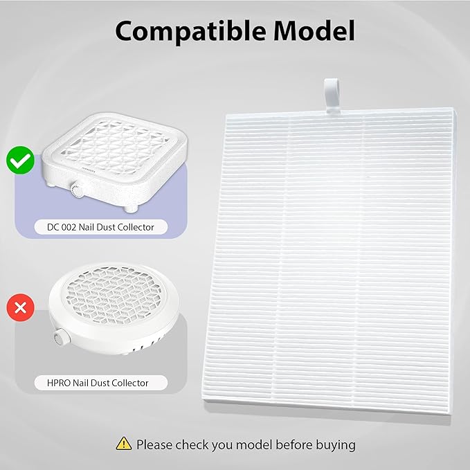 HAMARA Nail Dust Collector Replacement Filters 4 Pack – Reusable 6x7 Inch Fabric – Compatible Only with HAMARA Nail Dust Collector Model – Easy to Clean & Maintains Suction