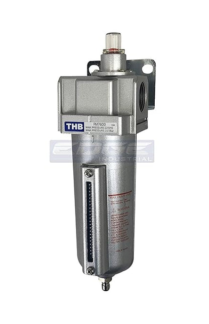 HEAVY DUTY INDUSTRIAL GRADE COALESCING FILTER WITH 0.01u MICRON ELEMENT, 5oz - 11oz METAL BOWL, REMOVES 99.98% MOISTURE, VAPOR AND OIL FROM COMPRESSED AIR LINES, (1/2" NPT, 5oz BOWL)