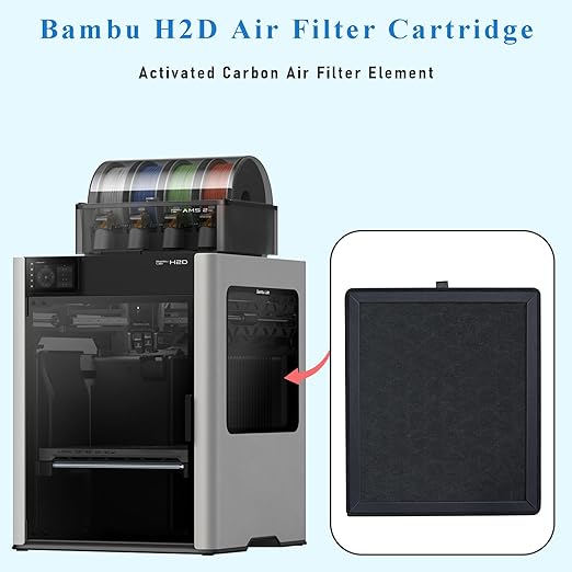 H2D/H2S Activated Carbon Air Filter, 3D Printer Activated Carbon Air Purifier Filter Replacement Accessories, for Bambu Lab H2S/H2D/H2D Laser, 1 Pack