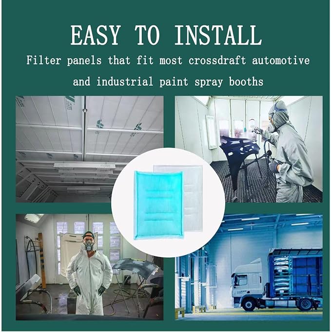 AUC Paint Booth Tacky Intake Filter Pad Series 55, 20" x 50" (10/case) Spray Booth Intake Filter with Internal Wire Support Frame