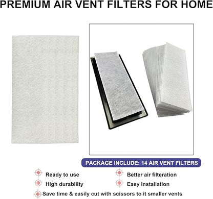 Air Vent Filter 4 x 12 Inch, Thin Air Vent Floor Heater Pre-Filter Sheet Work for Home Air Purifier, Floor Register, Ceiling 4" x 12" 14-Pack (White) Hoctsom