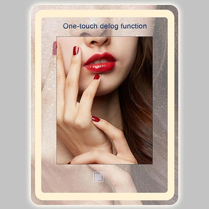 Bathroom Mirror with LED Lights,Makeup Vanity Touch Mirror with LED Lights，Backlit LED Illuminated Vertical Bathroom Mirror with Demister Heat Pad,Dimmable & 3 Colors(B,W75*H100cm/W29.5*W39.4IN)