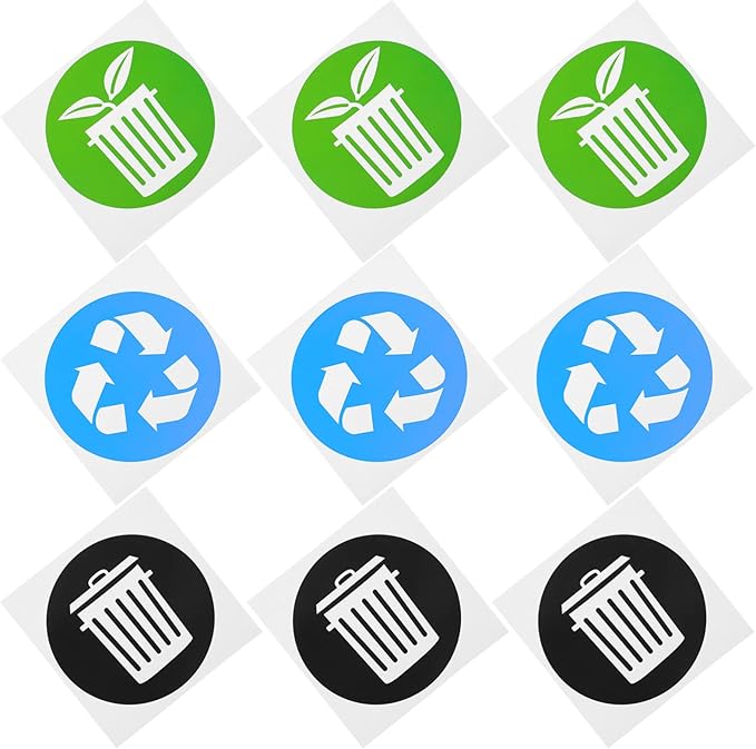 Zerodeko 12pcs Garbage Sorting Stickers for Trash Can Self-Adhesive Recycling Labels for Home Use Decals for Easy Waste Classification