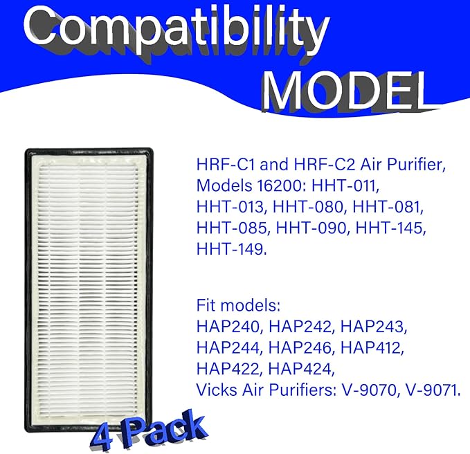 4 Pack HRF-C1 HRF-C2 Replacement Filter for Models 16200, HHT-011, HHT-013, HHT-080, HHT-081, HHT-085, HHT-090, HHT-145, HHT-149