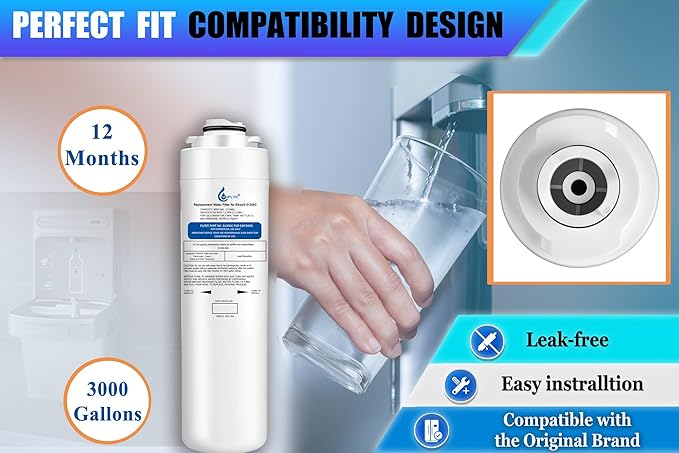 51300C Replacement for Elkay 51300C, Replacement 55898C Filters, Replacement Bottle Stations Compatible with Ezh2o Filter ERF750, 55898C, EWF3000 (No Chip 2-Pack)