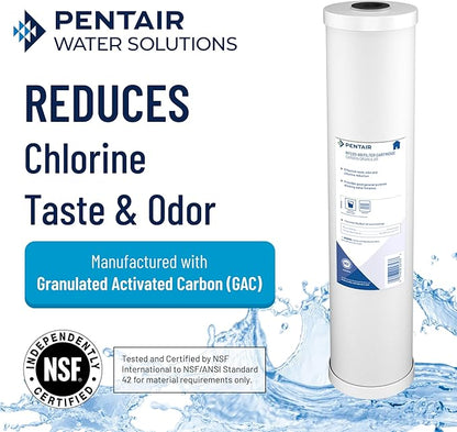 Pentair Pentek RFC-20BB Big Blue Carbon Water Filter, 20-Inch, Whole House Heavy Duty Radial Flow Carbon Replacement Cartridge with Granular Activated (GAC) Filter, 20" x 4.5", 25 Micron