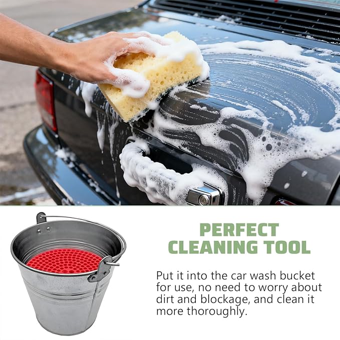 Bullet Car Wash Bucket Grit Trap Inserts, Vehicle Detailing Wash Filter for Remove Dust and Dirt, Automotive Cleaning Tool Fits 12 Inch Diameter Bucket, Universal for SUV RV Truck (Red)