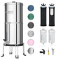 Purewell 6-Stage Alkaline Water Filter System, 0.01μm Ultra-Filtration Countertop System with 4 Filters, Metal Water Level Spigot and Stand, pH 8-9, 2.25G, PW-OB-PH