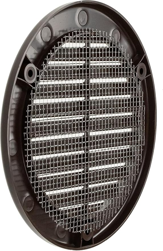 Vent Systems 4" Inch (Opening Dimensions) - Pack of 2 - Brown Soffit Vent Cover - Plastic Round Air Vent Grille - Built-in Mesh Screen - HVAC Register Louver for Bathroom, Home, Kitchen