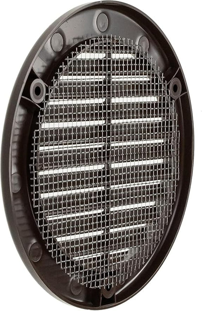 Vent Systems 4" Inch (Opening Dimensions) - Pack of 2 - Brown Soffit Vent Cover - Plastic Round Air Vent Grille - Built-in Mesh Screen - HVAC Register Louver for Bathroom, Home, Kitchen