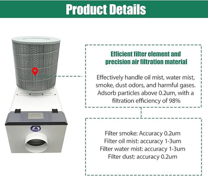 Oil Mist Collector 220V Three-phase High Airflow Mechanical CNC Oil Mist Filter 1000-1117CFM Industrial Smoke Purifier Designed for CNC Machining Centers 1500W