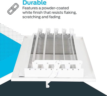 EZ-FLO 16 x 6 Inch (Duct Opening) White Air Vent Cover for Wall or Ceiling, Two-Way Ventilation Register, Solid Steel HVAC Cover, 61663 (Pack of 2)