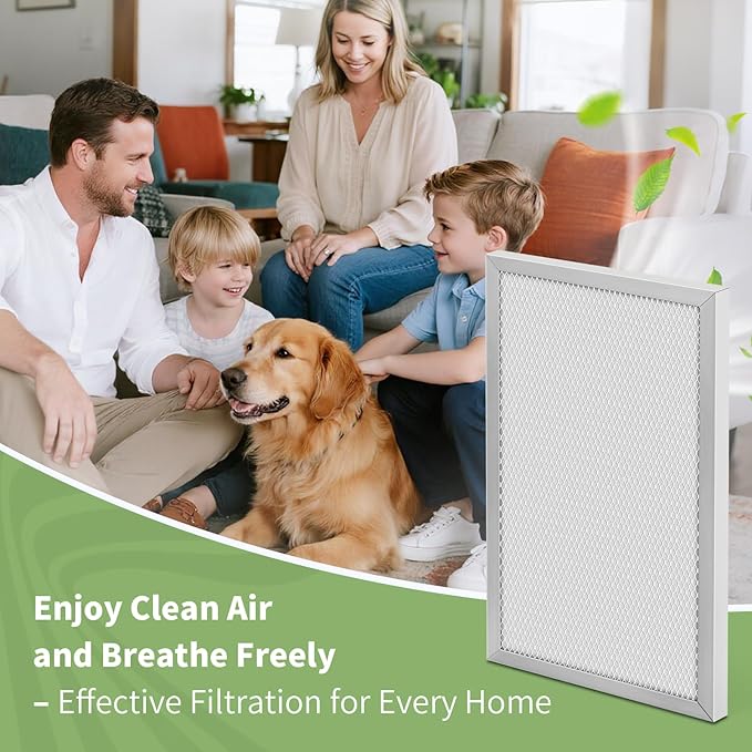 16x24x1 Reusable Air Filter MERV 8 Washable Furnace & AC Filter with 2 Extra Media Pads, Aluminum Electrostatic Air Filters for Home, Fits HVAC System, Air Conditioner, Air Handler