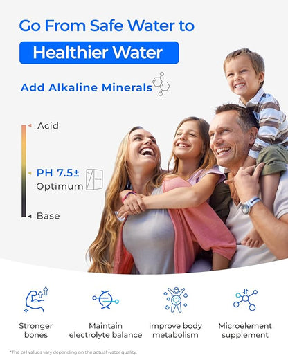 Waterdrop X8-Alkaline Mineral pH+ Tankless Reverse Osmosis System, NSF/ANSI 42&58&372 Certified, 800 GPD RO Water Filter, 10-Stage Filtration UnderSink RO System, 2:1 Pure to Drain, BPA Free