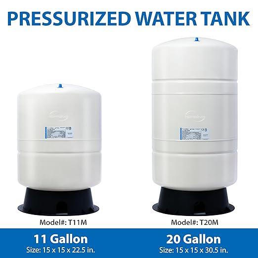 iSpring T11M 11 Gallon Pre-Pressurized Water Storage Reverse Osmosis Systems ro Tank, White