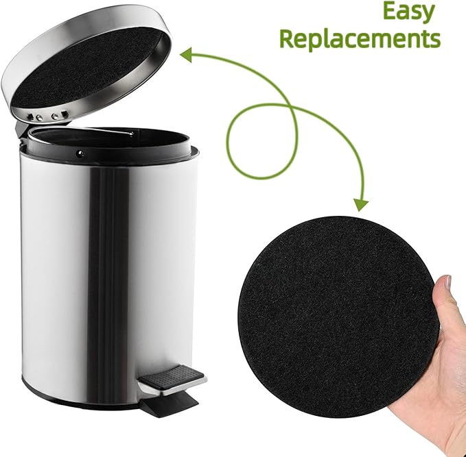 Compost Bin Charcoal Filters Replacement - 8 Pack 6.7 Inch Round Activated Charcoal Filters, Fits Most Countertop Compost Pail