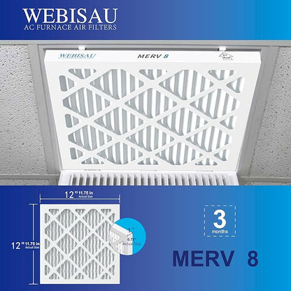 12x12x1 Air Filter MERV 8 MPR 600 6Pack Furnace Filters Pleated HVAC AC Furnace Air Filters Air Conditioner Filters for Home School (Exact size: 11 3/4"x11 3/4"x 3/4")