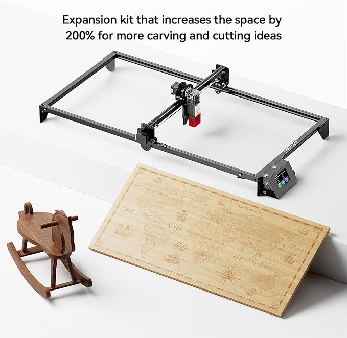 Longer RAY5 20W Laser Engraver with Air Pump and Y-Axis Extension Kit, Expand Working Area to 33.46" x 15.75", 3.5” Color Touch Screen, App Offline Control, DIY Engraver Tool for Metal/Glass/Wood