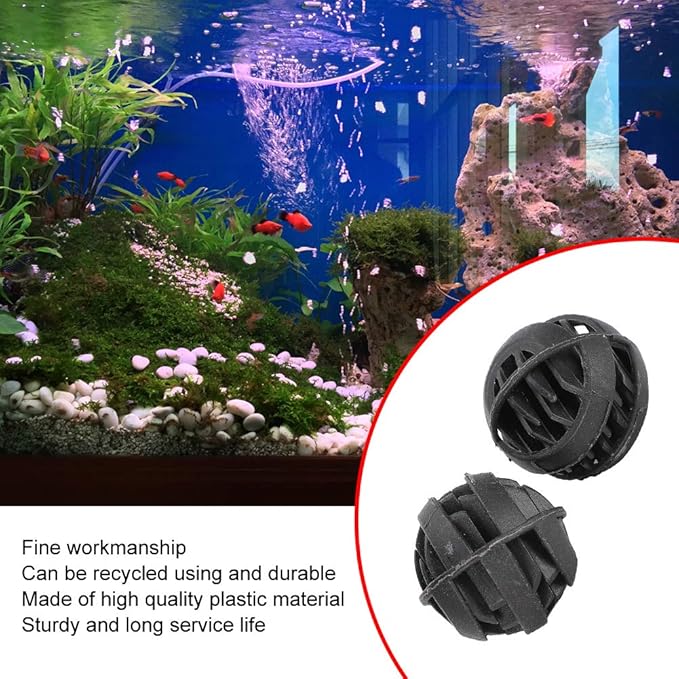 30 Pack Biofiltration Filter Balls, Removes and Nitrites, Reusable Plastic, for Freshwater and Seawater Aquariums