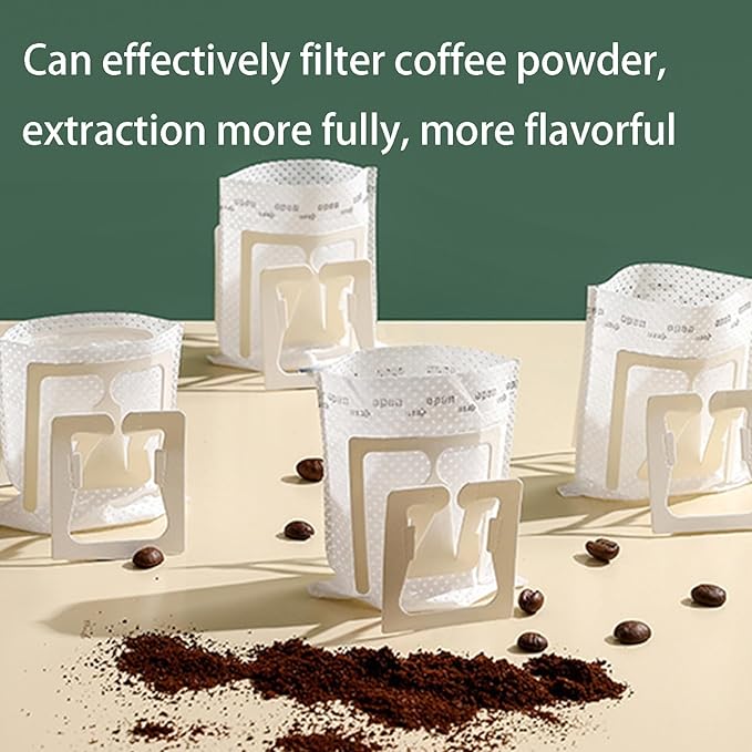 100PCS Portable Coffee Filter Paper Hanging Ear Drip Coffee Single Drinker Disposable Drip Coffee Filter Bags - Suitable for Home, Office, Travel and Camping