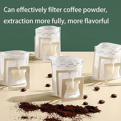 100PCS Portable Coffee Filter Paper Hanging Ear Drip Coffee Single Drinker Disposable Drip Coffee Filter Bags - Suitable for Home, Office, Travel and Camping