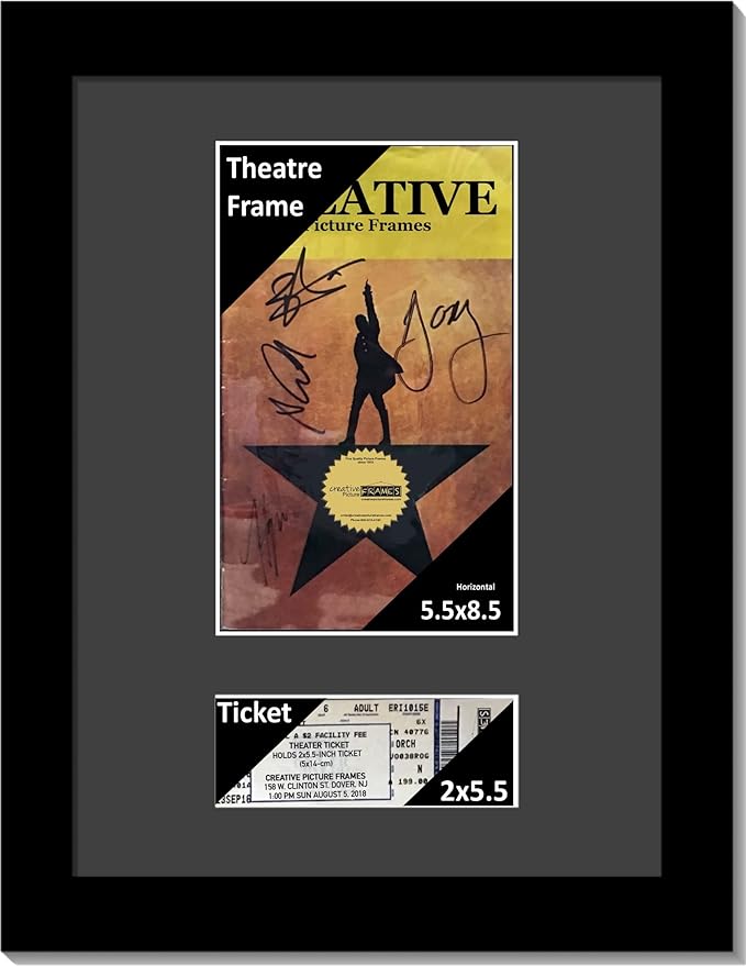 Creative Picture Frames [11x14bk-b] Black Theatre Frame with Black Matting, Holds 5.5x8.5-inch Media Plus Ticket Including Installed Wall Hanger (Theatre Bill Not Included)