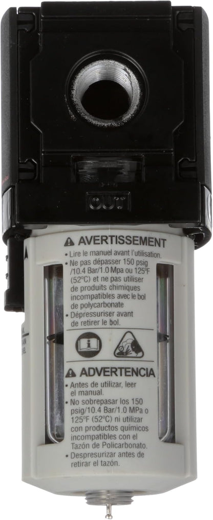 ARO Ingersoll Rand ARO F35121-400-VS Air Line Filter, 1/4" NPT - 150 psi Max Inlet, Black