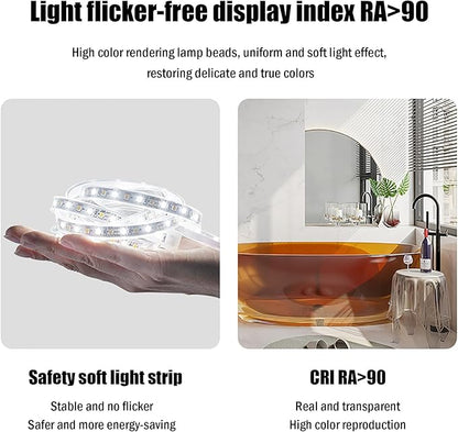 JSLJDM 800 mm Illuminated Backlit LED Bathroom Mirror, Wall Mounted Multifunction Bathroom Vanity Mirror with Lights and Demister Pad, Energy-Saving Illuminated Smart Mirror