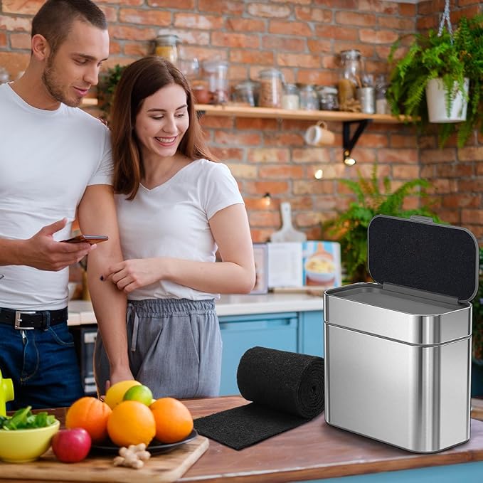 Square Compost Bin Charcoal Filters 78.7 x 5.5 Inch, Activated Carbon Filter Sheet Thickening Trimmable for Compost Bucket Compost Pail Countertop Recycle Bin