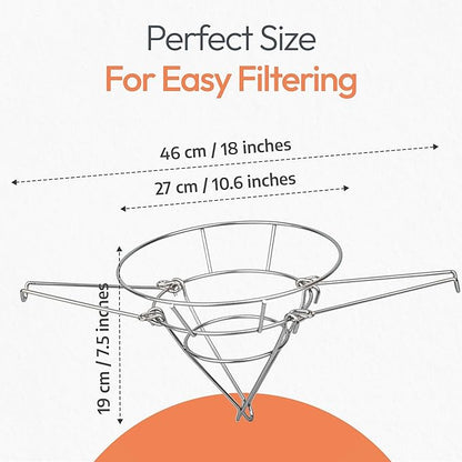 Cleaner Syrup, Better Filtration – Stainless Steel Cone Filter Holder with 20 Paper Filters | 10-Inch Cone Filters for Longer-Lasting Maple Syrup & Frying Oil