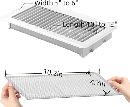 6-Pack White Magnetic Vent Covers 4.7x10.2 Inch - Universal Fit for Floor, Wall & Ceiling Registers (5"-6" Width x 10"-12"Length) | High Airflow Mesh Design | Tool-Free Easy Installation