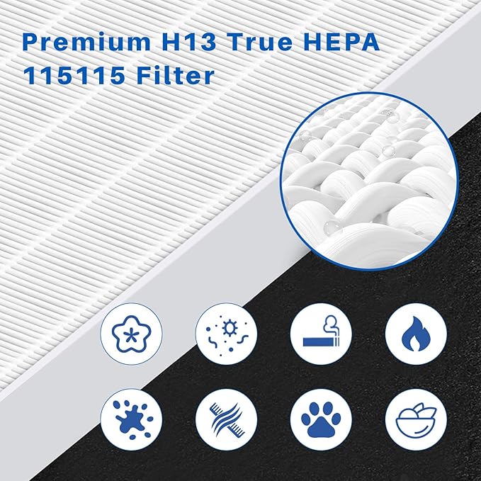 10 Pack 115115 Filter, Filter A Size 21 Replacement for Winix PlasmaWave Air Purifier C535 5300 5300-2 6300 6300-2 P300 AM90 C909 9800, 2 Size 21 Filters + 8 Carbon Pre-Filters