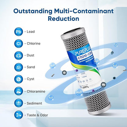 1 Micron 2.5"" x 10"" Whole House CTO Carbon Water Filter Cartridge Replacement for Under Sink Water Filter System, Dupont WFPFC8002, WFPFC9001, FXWTC, SCWH-5, WHEF-WHWC, WHCF-WHWC, AMZN-SCWH-5,2Pack