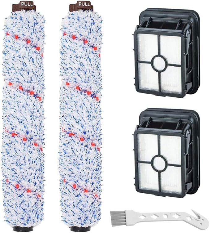 Lemige 2 Pack Multi-Surface Brush Roll 1868 + 2 Pack Vacuum Filter 1866 for Bissell CrossWave 2306A 1785A 3888A Vacuum Cleaner, Compare to Part # 1608683, 160-8683, 1608684